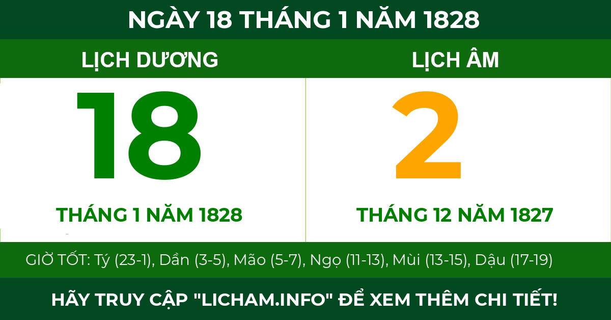 lịch âm ngày 18 tháng 1 năm 1828