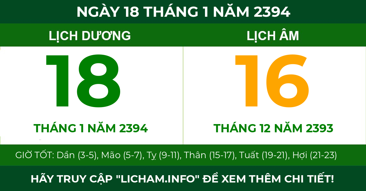 lịch âm ngày 18 tháng 1 năm 2394