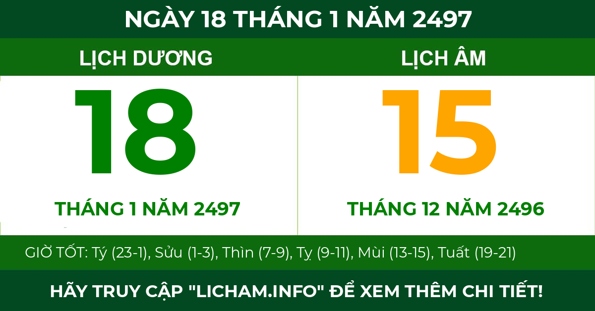lịch âm ngày 18 tháng 1 năm 2497