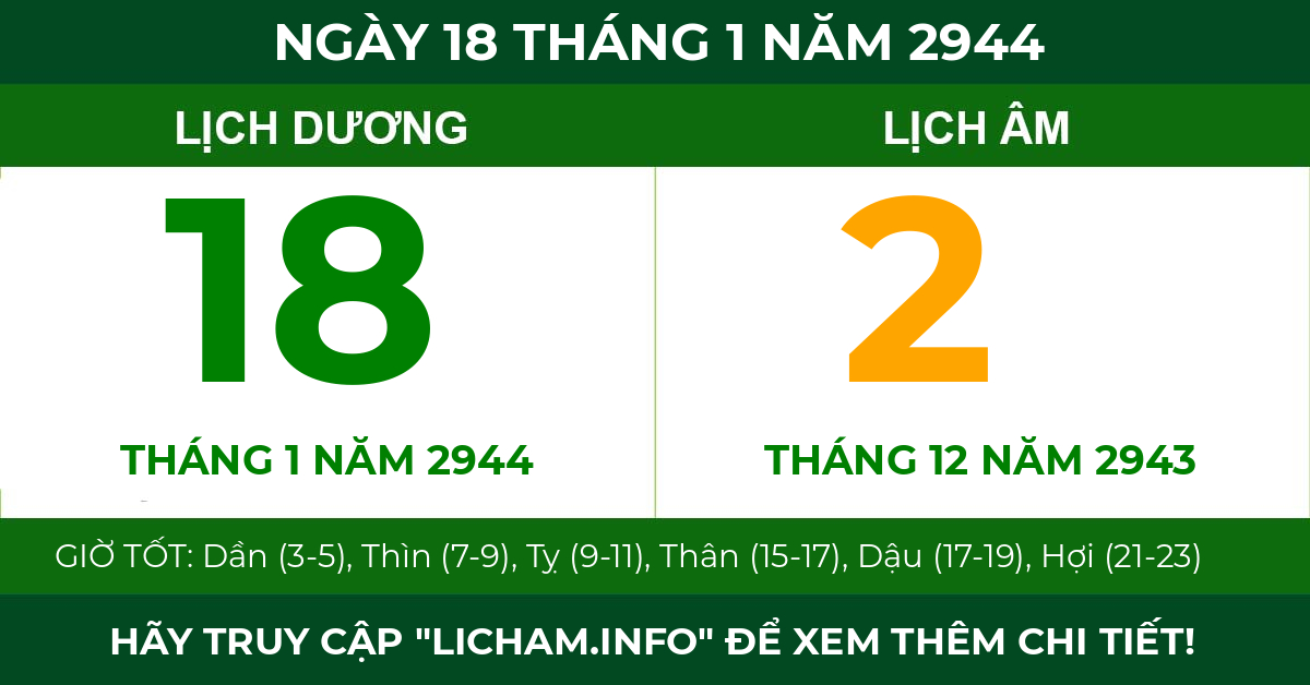 lịch âm ngày 18 tháng 1 năm 2944