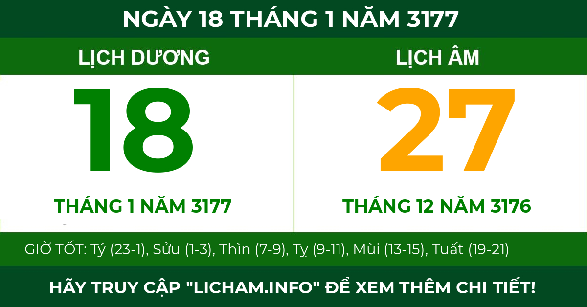 lịch âm ngày 18 tháng 1 năm 3177