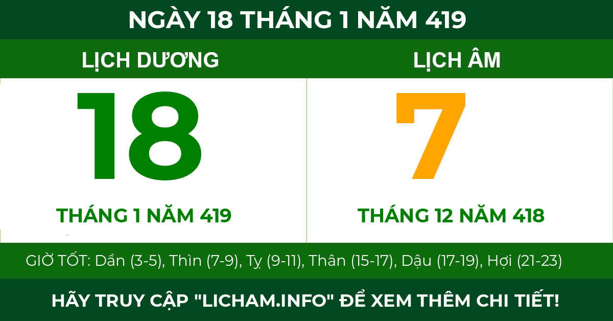 lịch âm ngày 18 tháng 1 năm 419