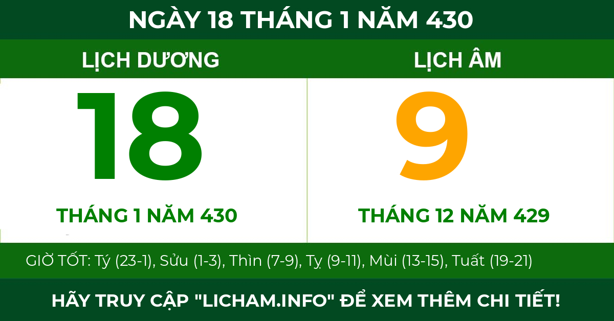 lịch âm ngày 18 tháng 1 năm 430