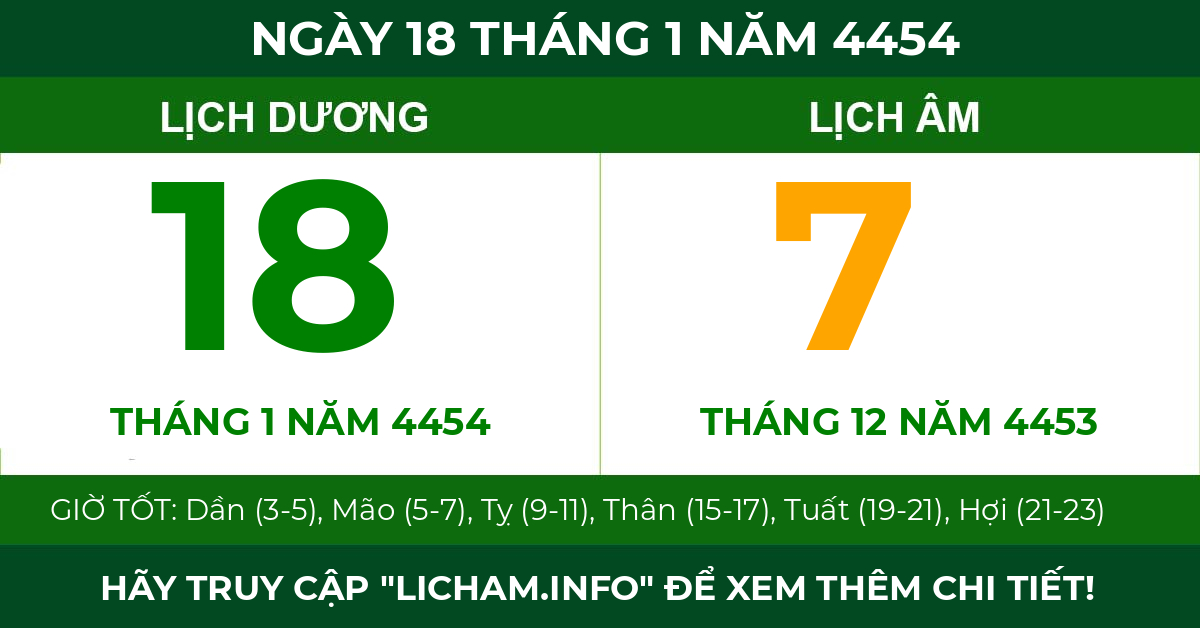 lịch âm ngày 18 tháng 1 năm 4454