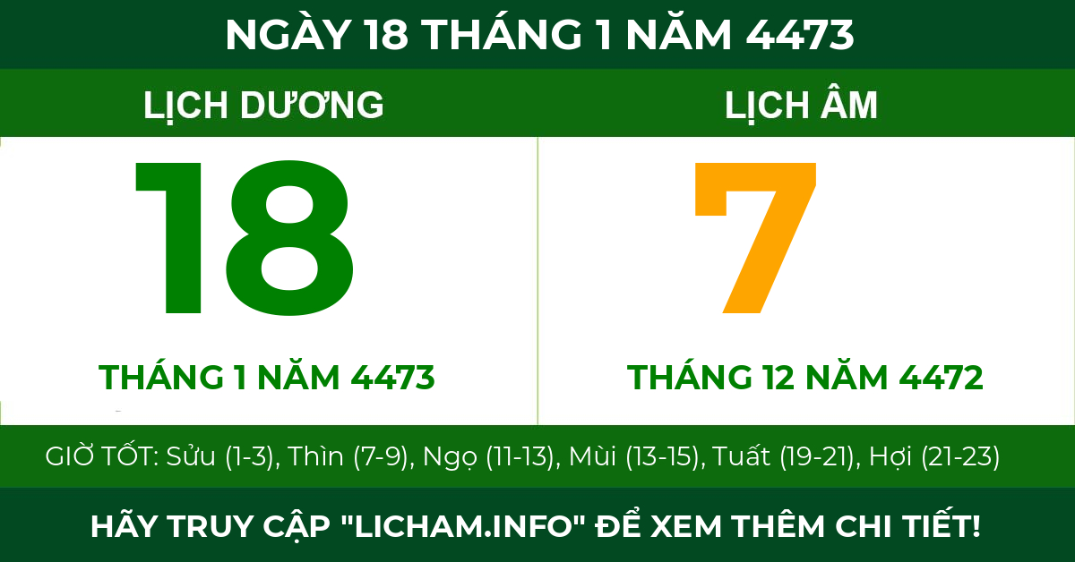 lịch âm ngày 18 tháng 1 năm 4473