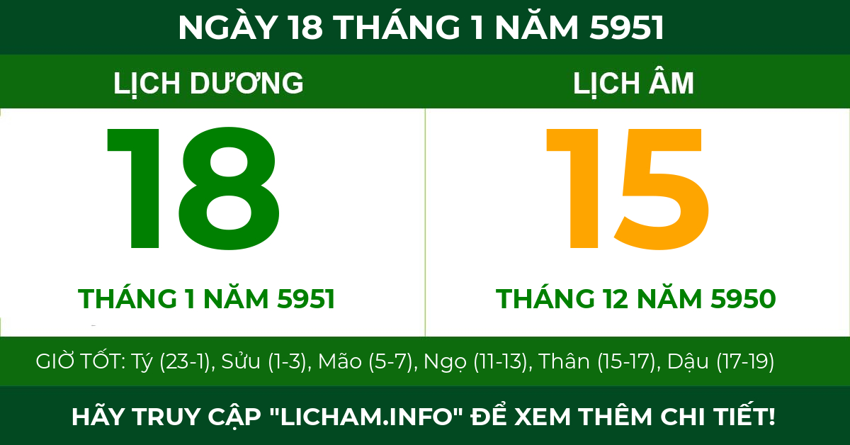 lịch âm ngày 18 tháng 1 năm 5951