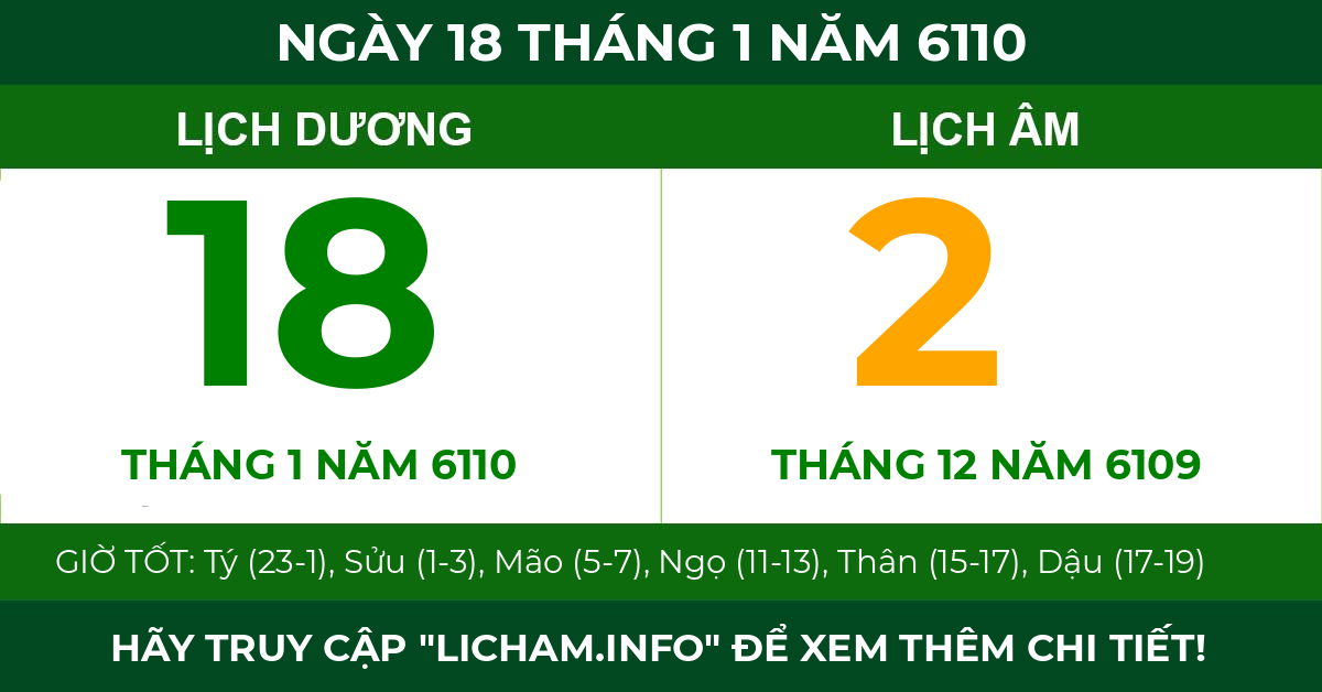 lịch âm ngày 18 tháng 1 năm 6110