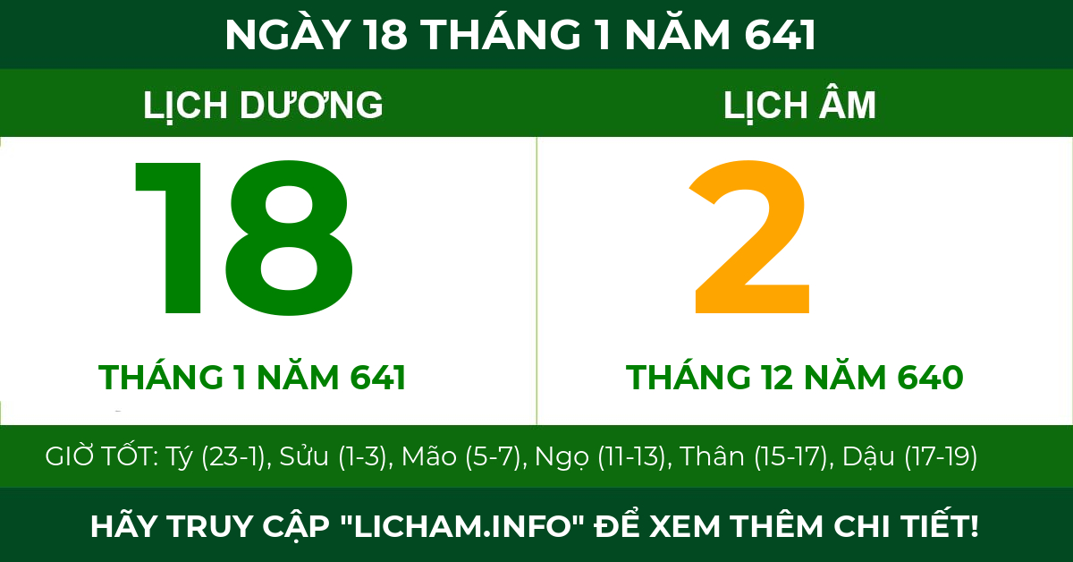 lịch âm ngày 18 tháng 1 năm 641