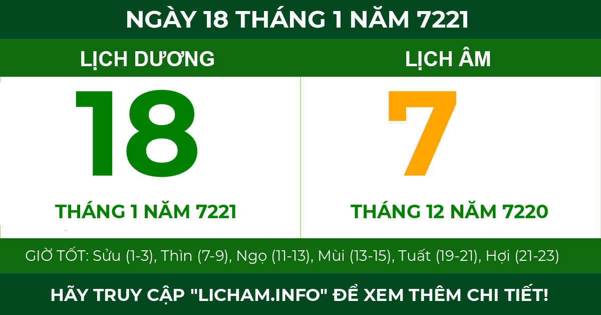 lịch âm ngày 18 tháng 1 năm 7221