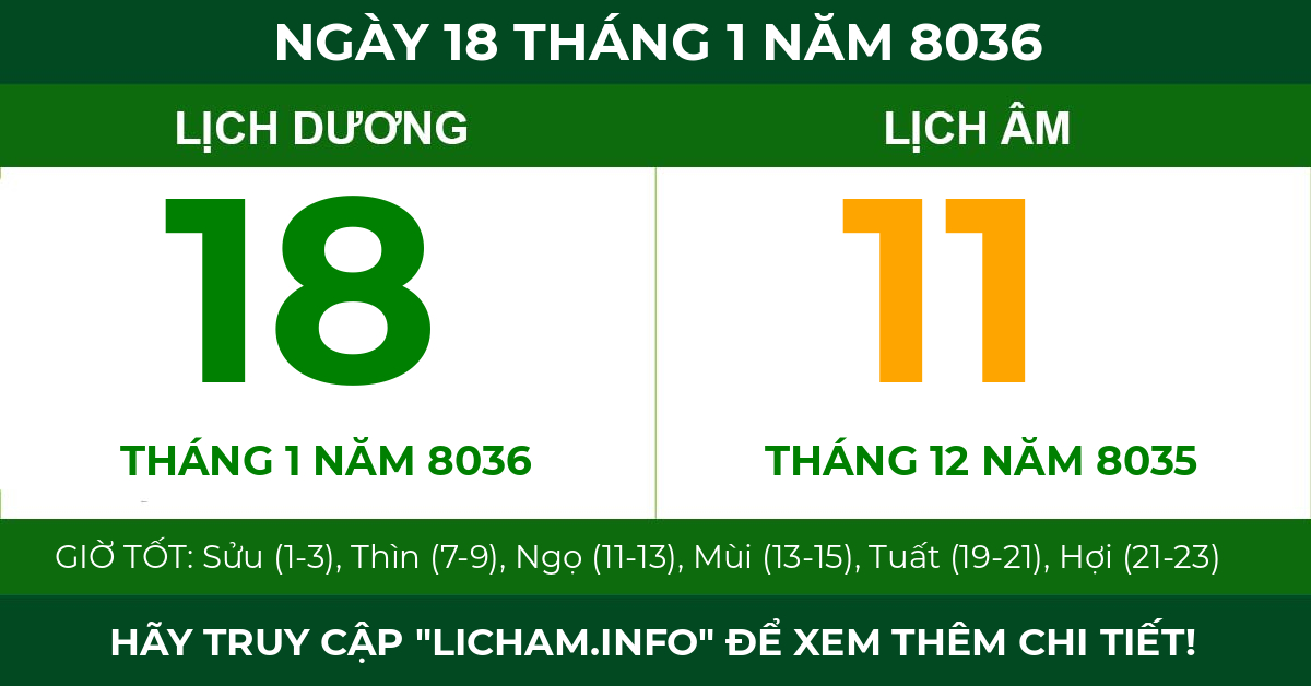 lịch âm ngày 18 tháng 1 năm 8036