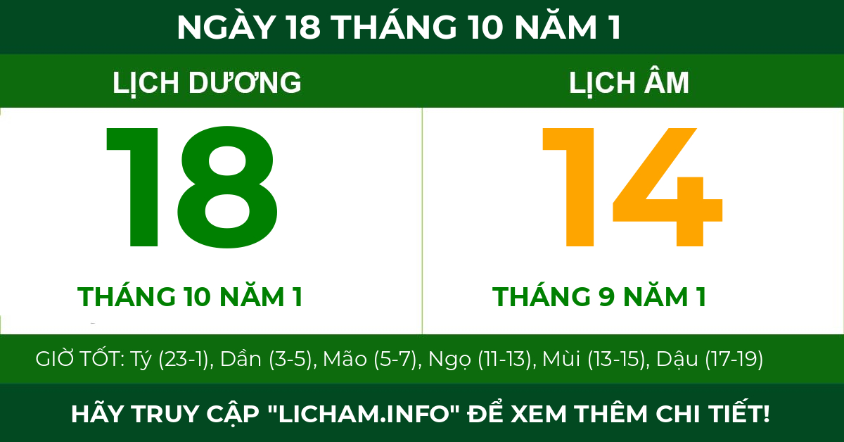 lịch âm ngày 18 tháng 10 năm 1