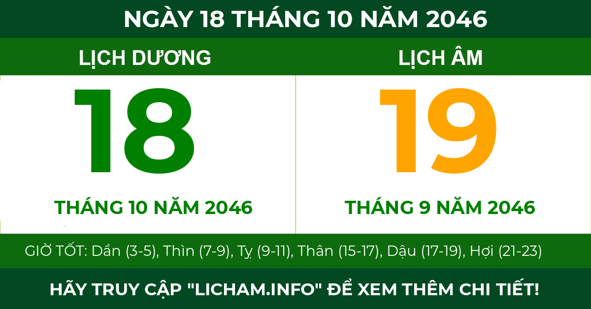 lịch âm ngày 18 tháng 10 năm 2046