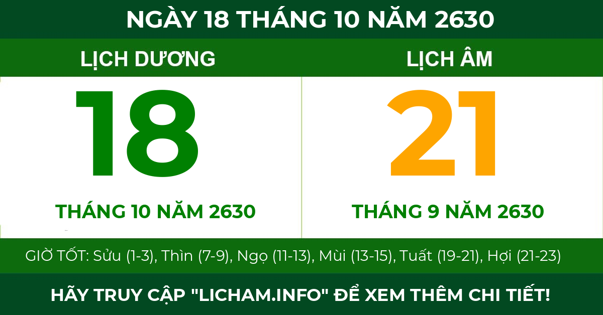 lịch âm ngày 18 tháng 10 năm 2630