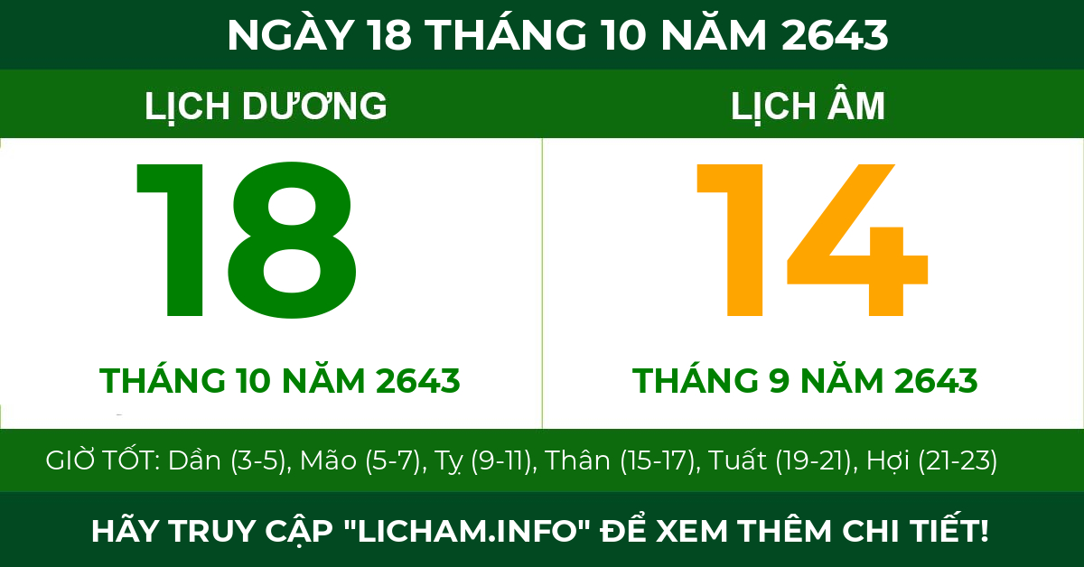 lịch âm ngày 18 tháng 10 năm 2643