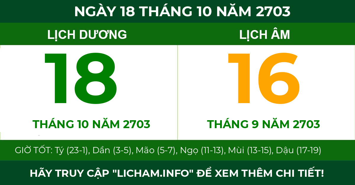lịch âm ngày 18 tháng 10 năm 2703