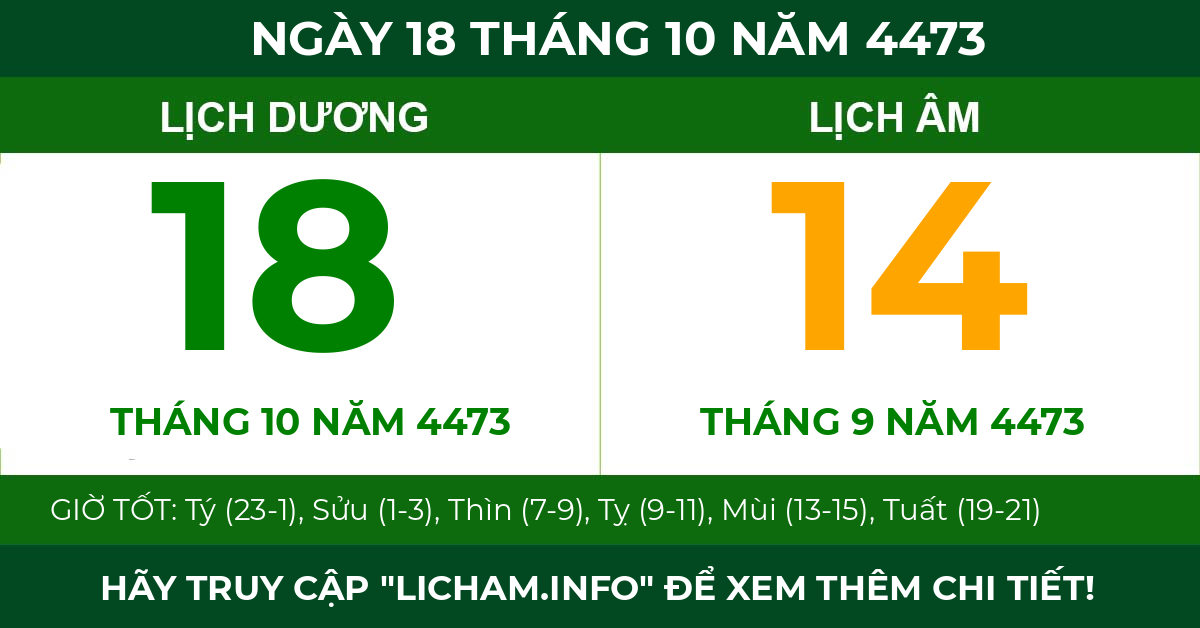 lịch âm ngày 18 tháng 10 năm 4473