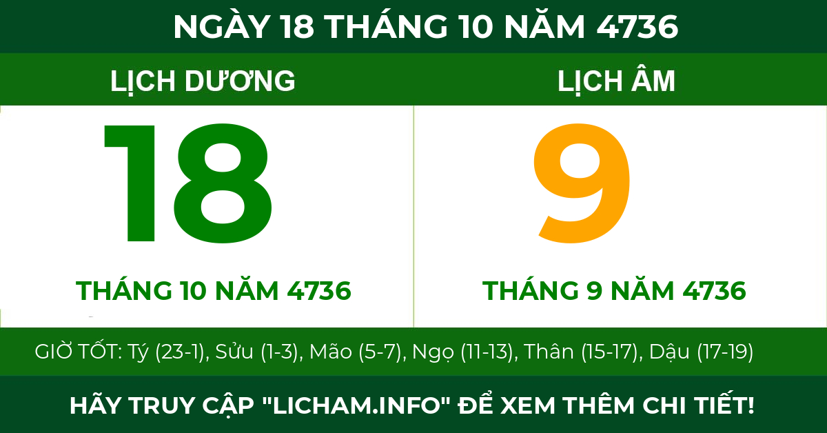 lịch âm ngày 18 tháng 10 năm 4736