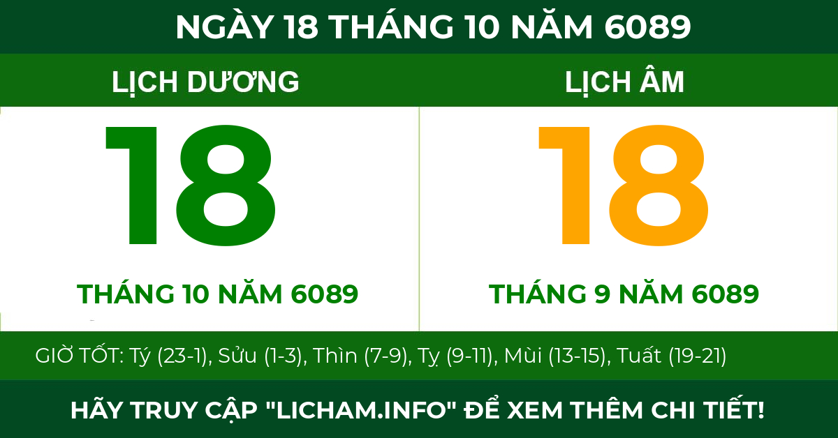 lịch âm ngày 18 tháng 10 năm 6089