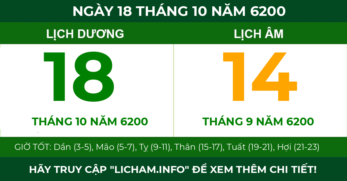 lịch âm ngày 18 tháng 10 năm 6200