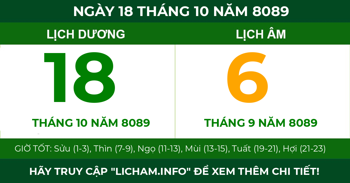 lịch âm ngày 18 tháng 10 năm 8089