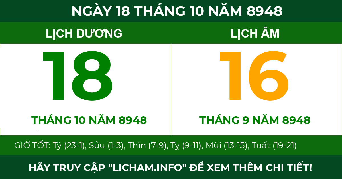 lịch âm ngày 18 tháng 10 năm 8948