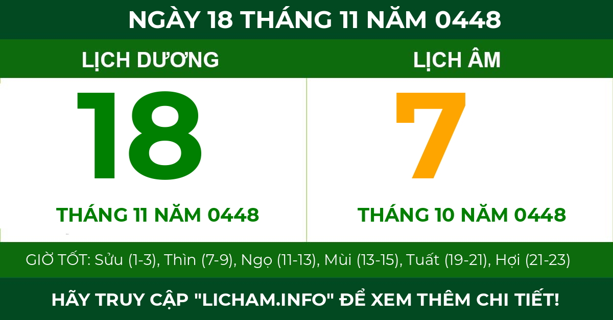 lịch âm ngày 18 tháng 11 năm 0448