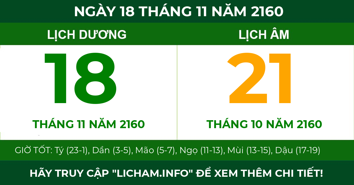 lịch âm ngày 18 tháng 11 năm 2160