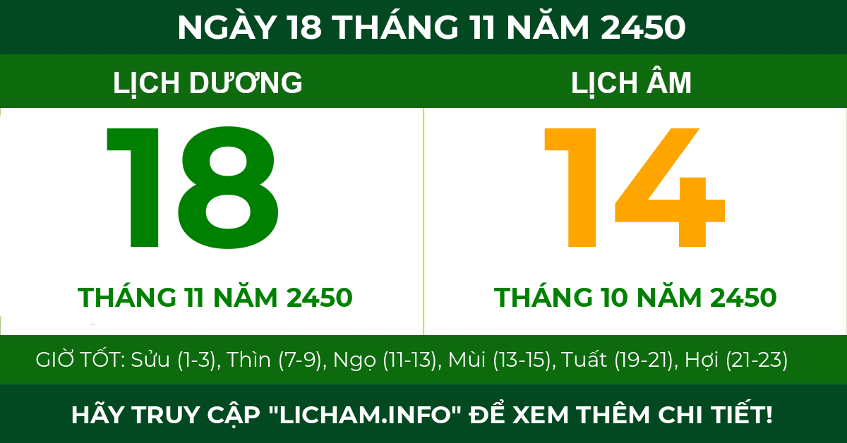 lịch âm ngày 18 tháng 11 năm 2450
