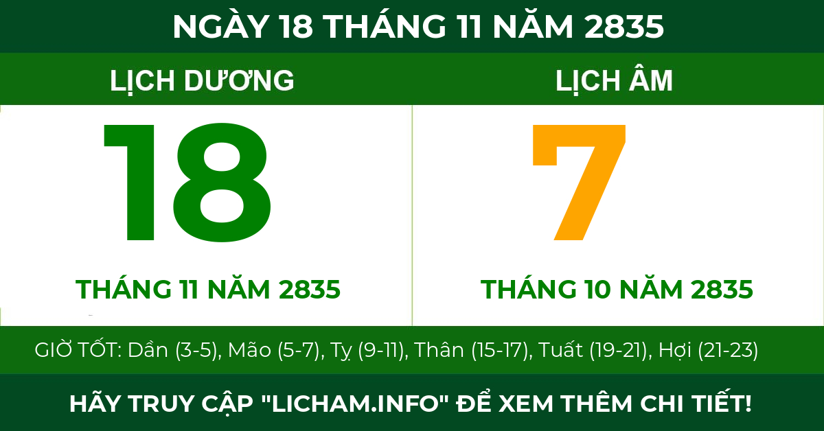 lịch âm ngày 18 tháng 11 năm 2835