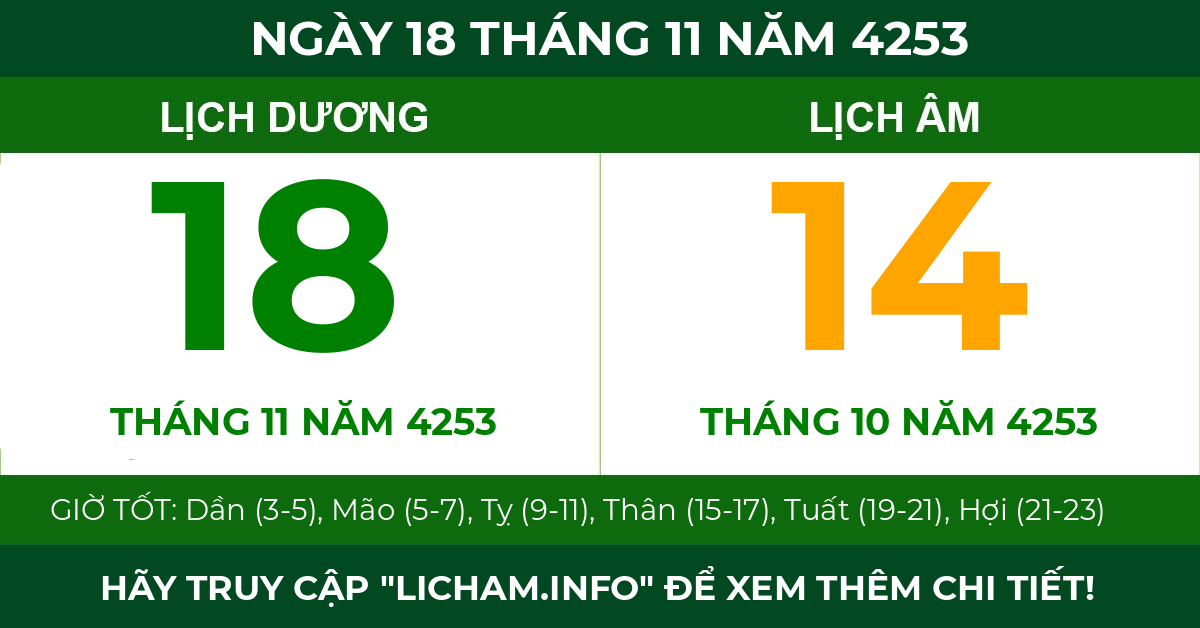 lịch âm ngày 18 tháng 11 năm 4253