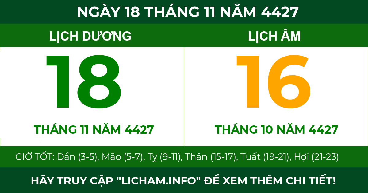 lịch âm ngày 18 tháng 11 năm 4427