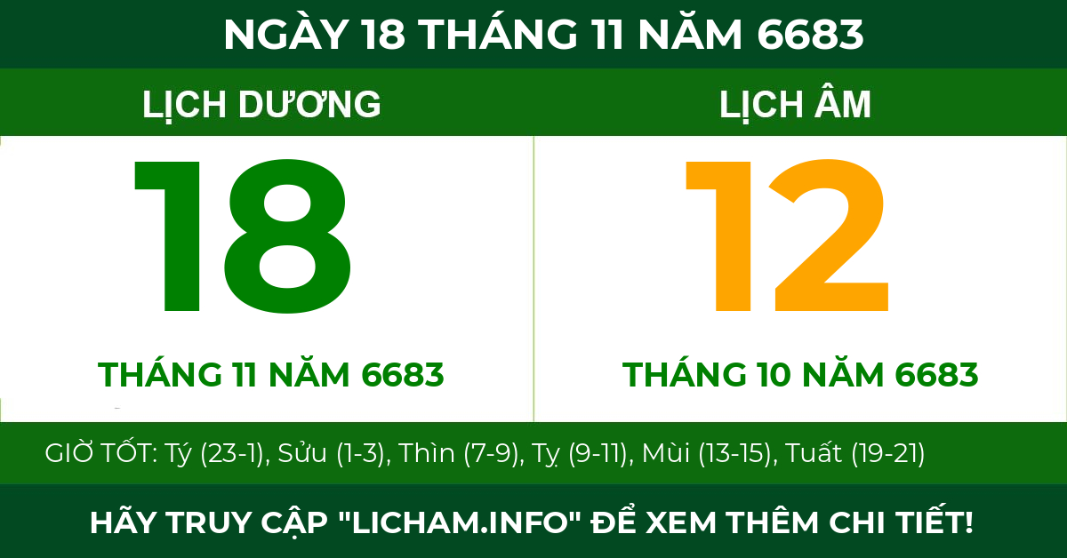 lịch âm ngày 18 tháng 11 năm 6683