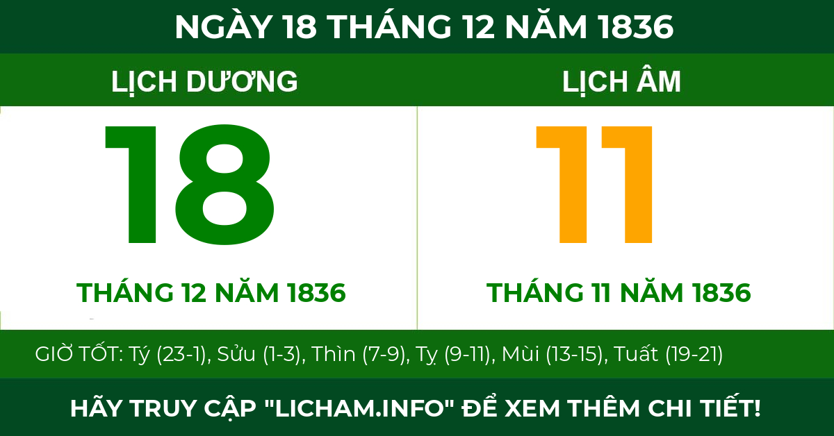 lịch âm ngày 18 tháng 12 năm 1836