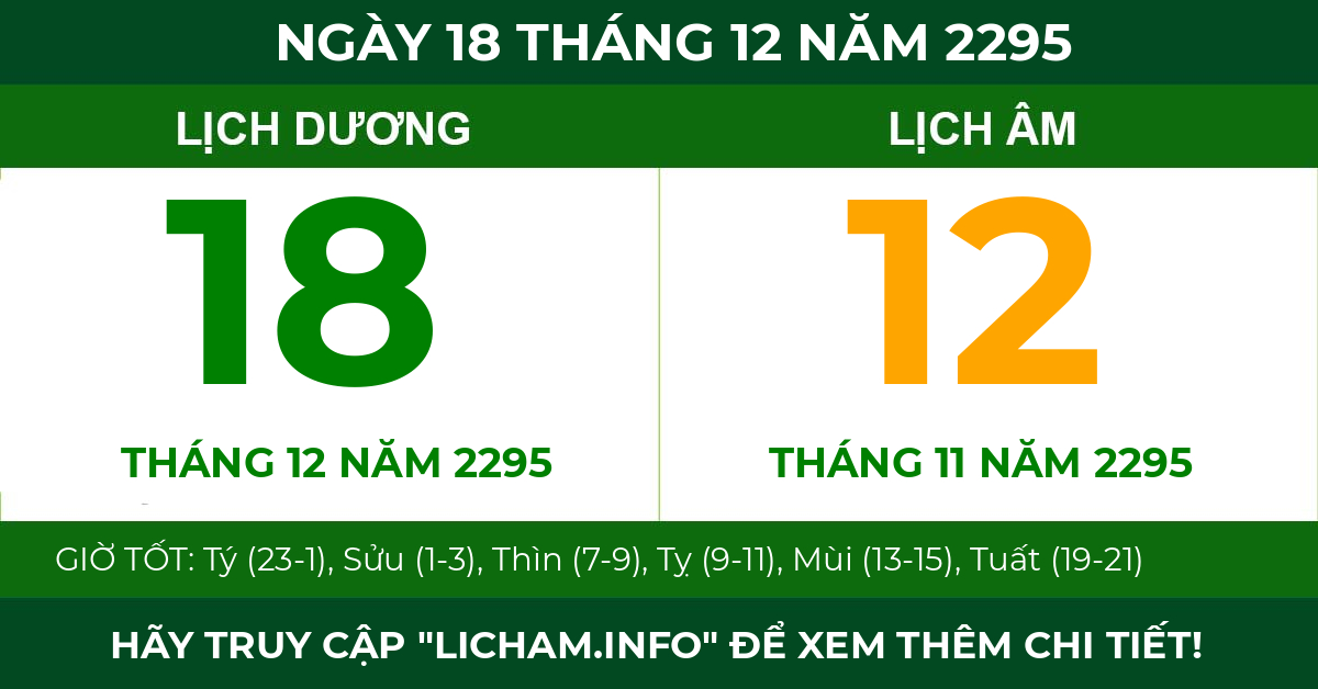 lịch âm ngày 18 tháng 12 năm 2295