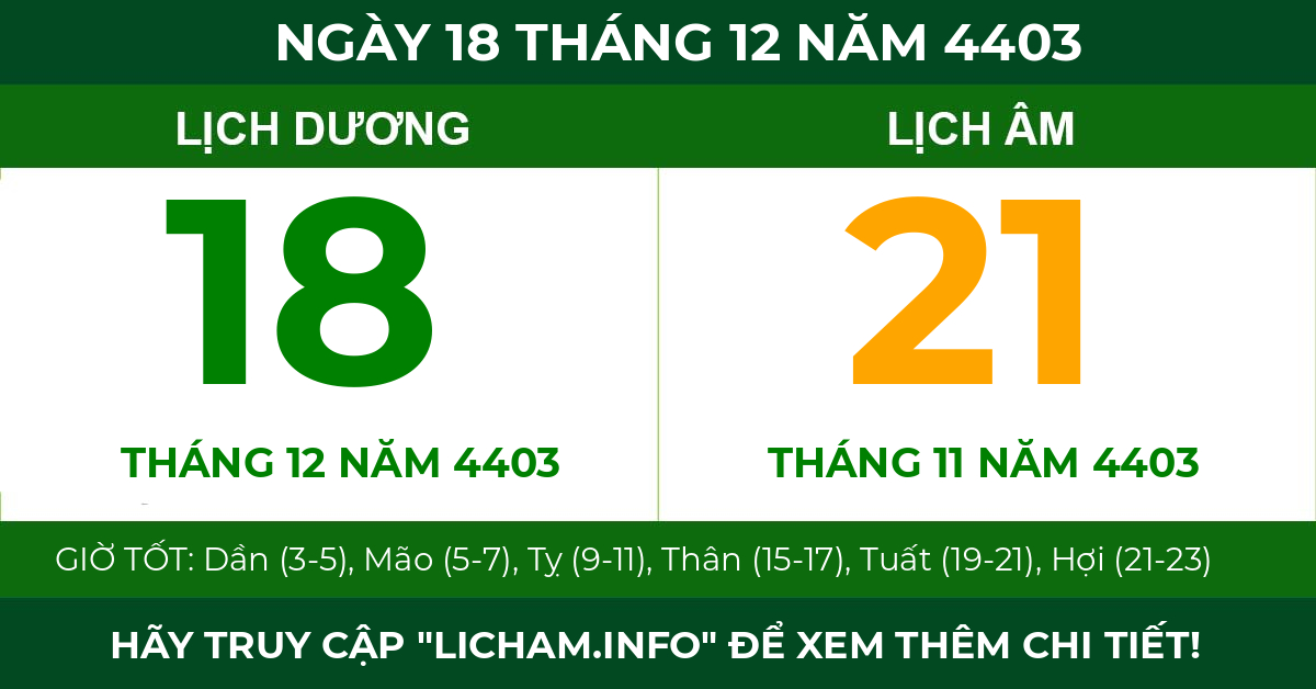 lịch âm ngày 18 tháng 12 năm 4403