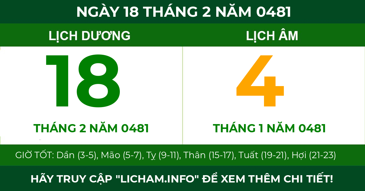 lịch âm ngày 18 tháng 2 năm 0481