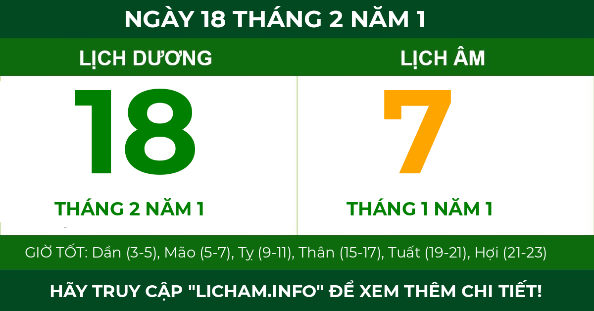 lịch âm ngày 18 tháng 2 năm 1