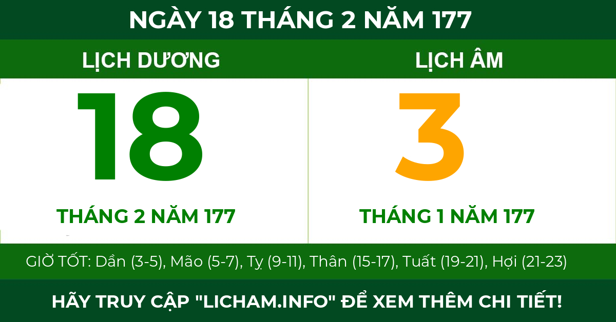lịch âm ngày 18 tháng 2 năm 177