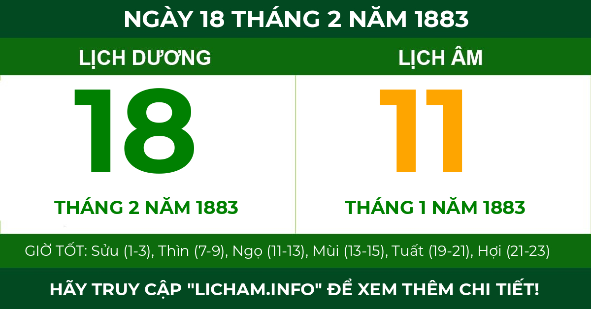 lịch âm ngày 18 tháng 2 năm 1883