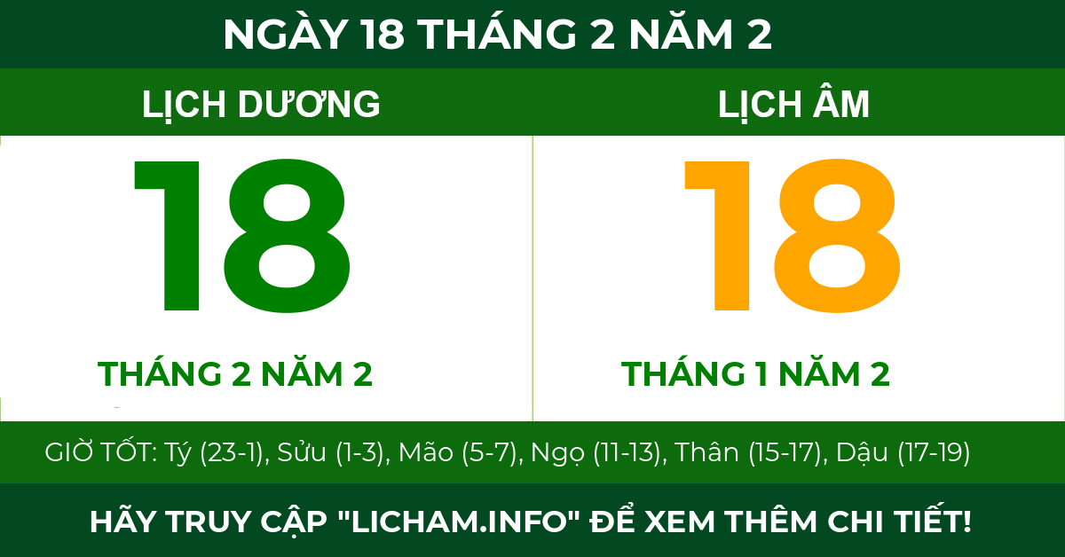 lịch âm ngày 18 tháng 2 năm 2