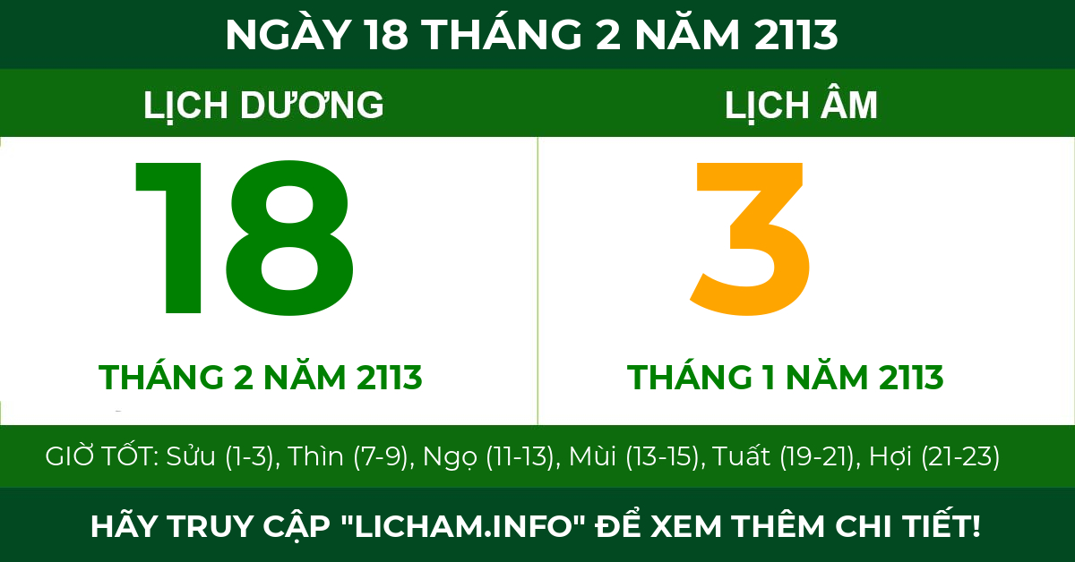 lịch âm ngày 18 tháng 2 năm 2113