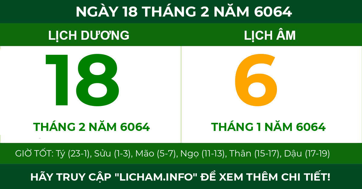 lịch âm ngày 18 tháng 2 năm 6064
