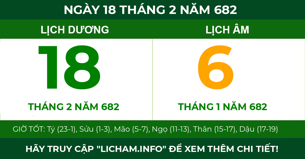lịch âm ngày 18 tháng 2 năm 682