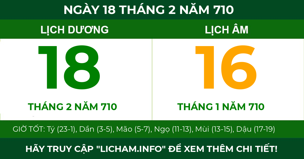 lịch âm ngày 18 tháng 2 năm 710