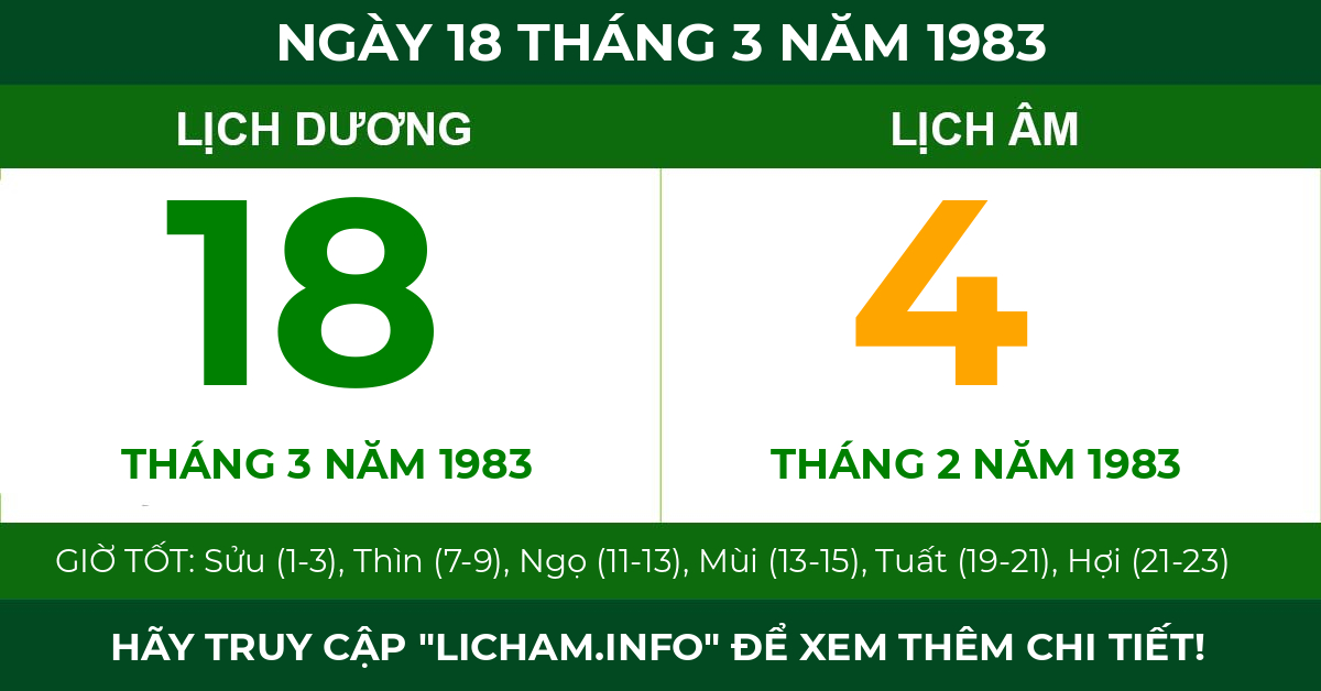lịch âm ngày 18 tháng 3 năm 1983