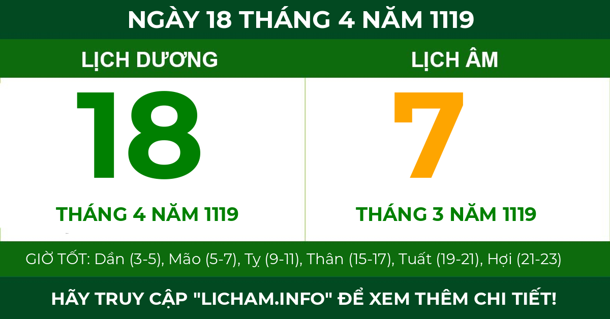 lịch âm ngày 18 tháng 4 năm 1119