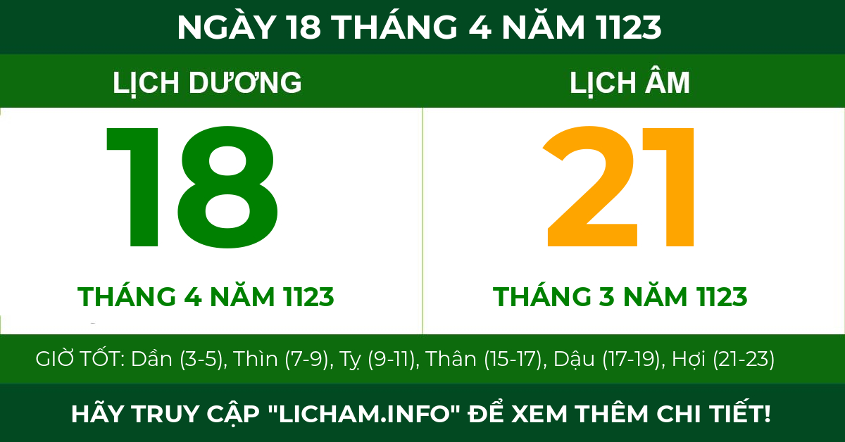 lịch âm ngày 18 tháng 4 năm 1123