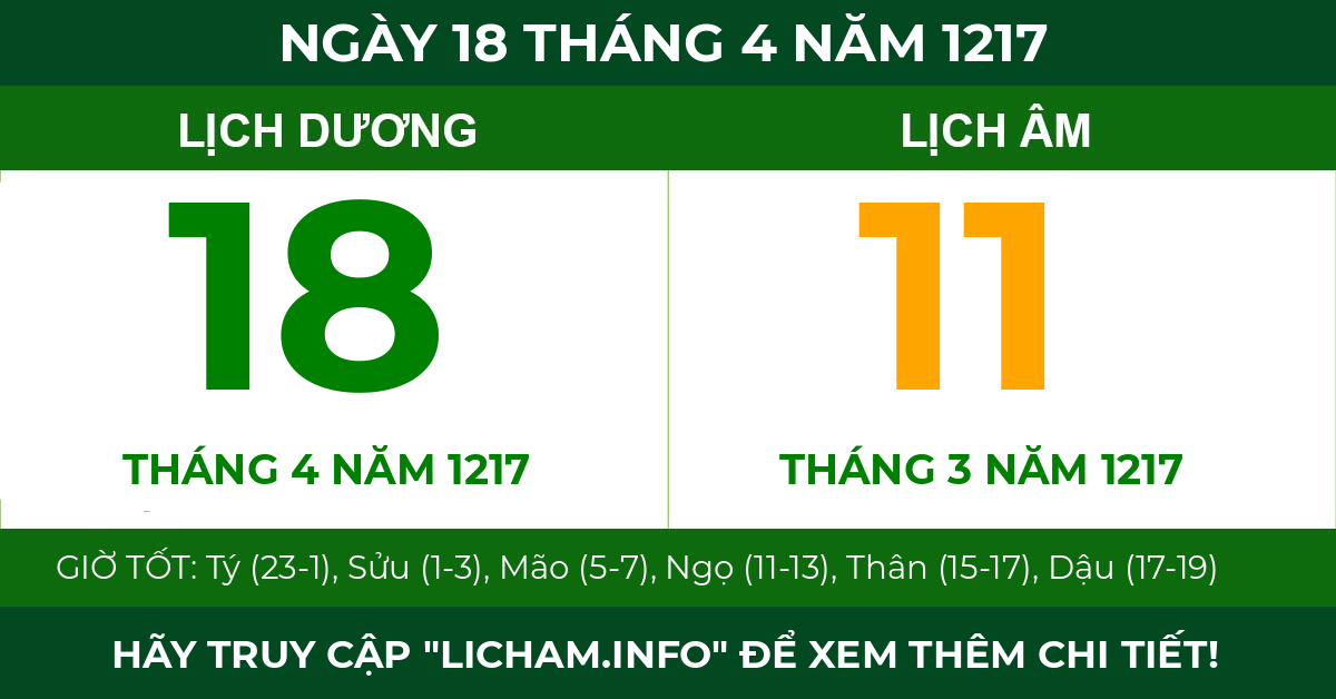 lịch âm ngày 18 tháng 4 năm 1217
