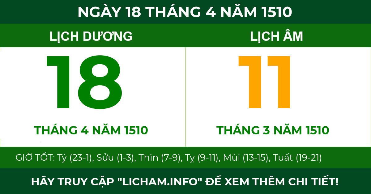 lịch âm ngày 18 tháng 4 năm 1510