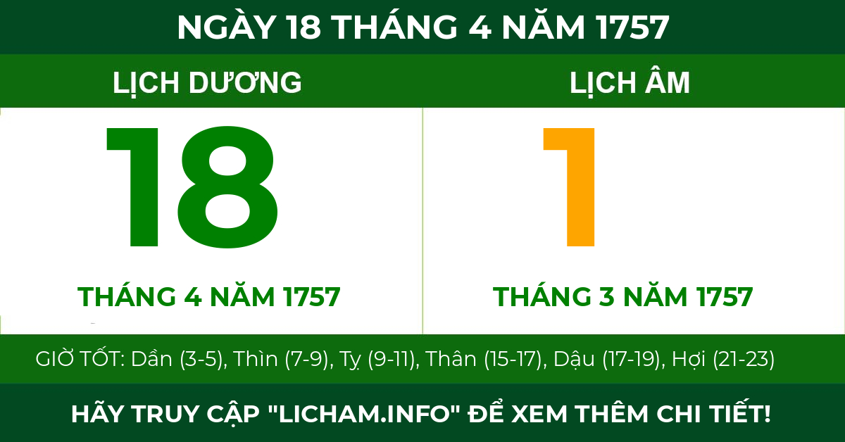 lịch âm ngày 18 tháng 4 năm 1757